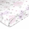 Watercolor Floral Lavender and Grey Collection Satin Fitted Crib Sheet