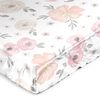 Watercolor Floral Pink and Grey Collection Satin Fitted Crib Sheet