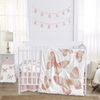 Butterfly Pink and Taupe Collection 4 Piece Crib Bedding